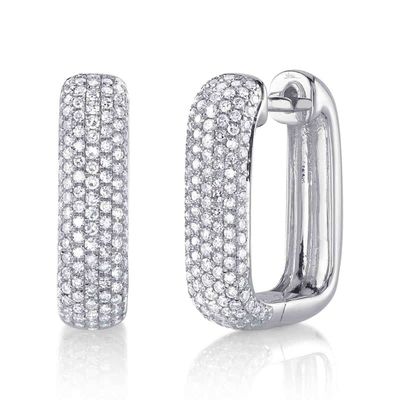 14K W/G Square Pave Diamond Hoops, D: 0.59ct