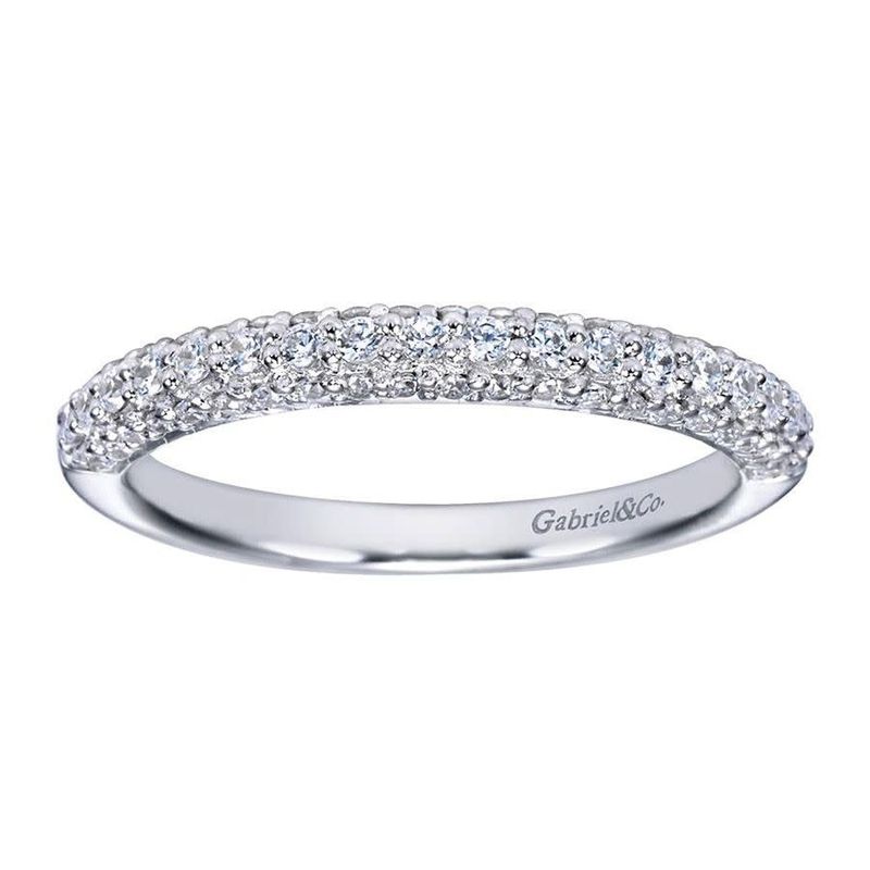 14K W/G Pave Diamond Wedding Band, D: 0.37ct