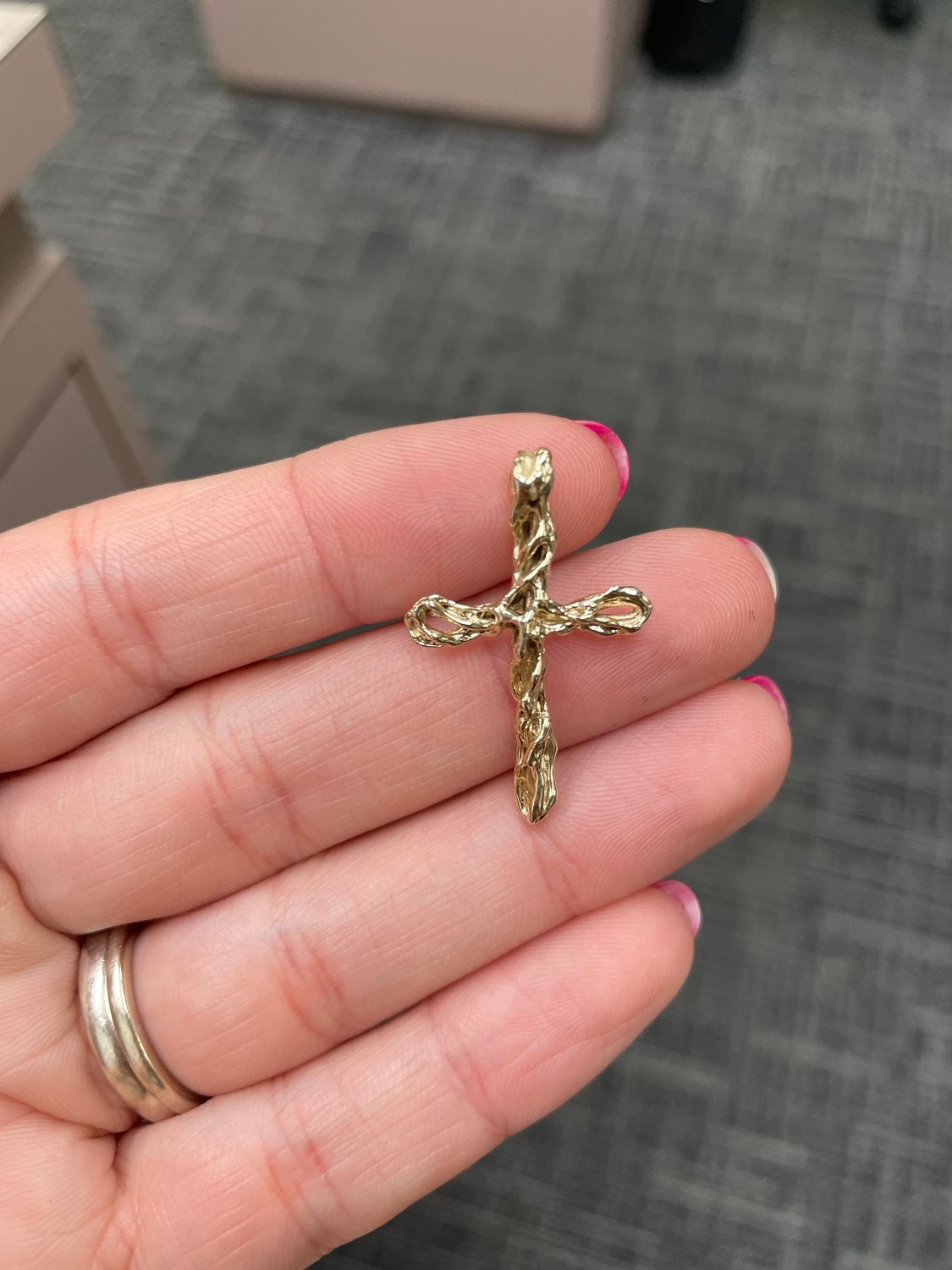 14K Y/G Free Form Cross