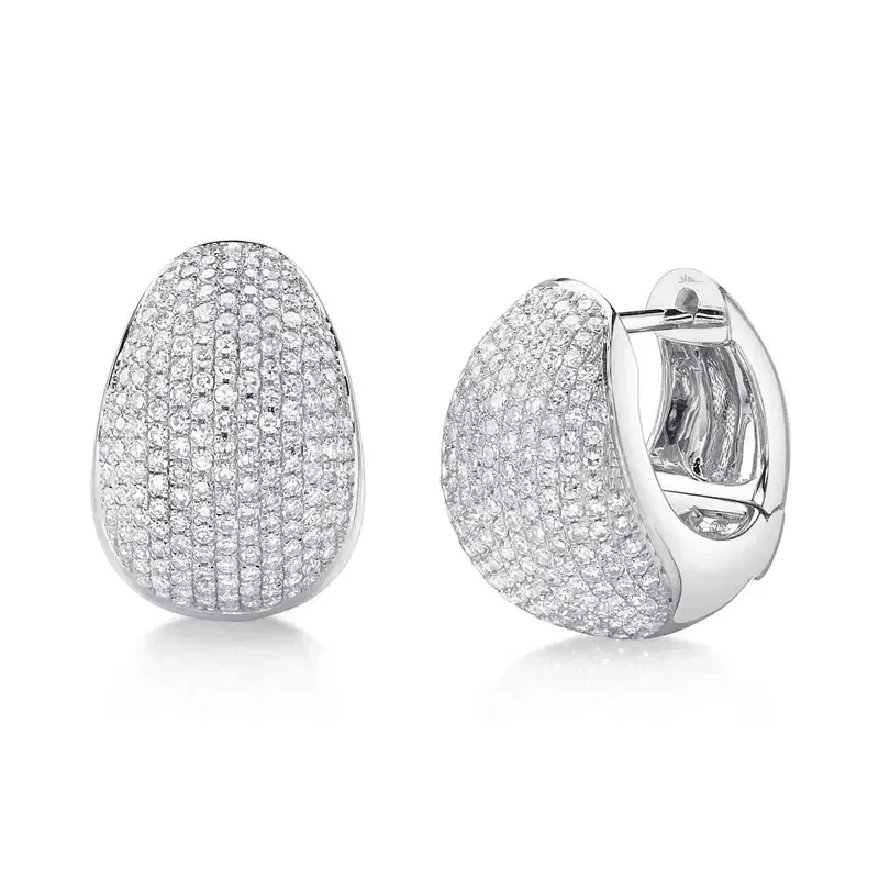 14K W/G Pave Diamond Puff Earrings