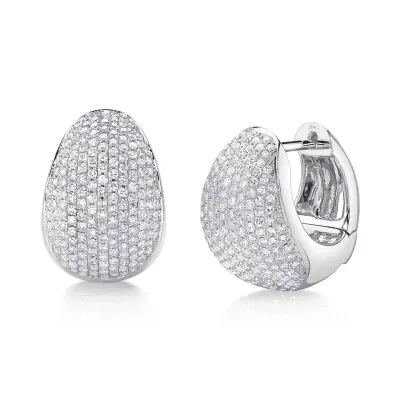 14K W/G Pave Diamond Puff Earrings