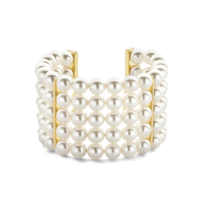 Yellow Plated 5 Row Pearl Cuff