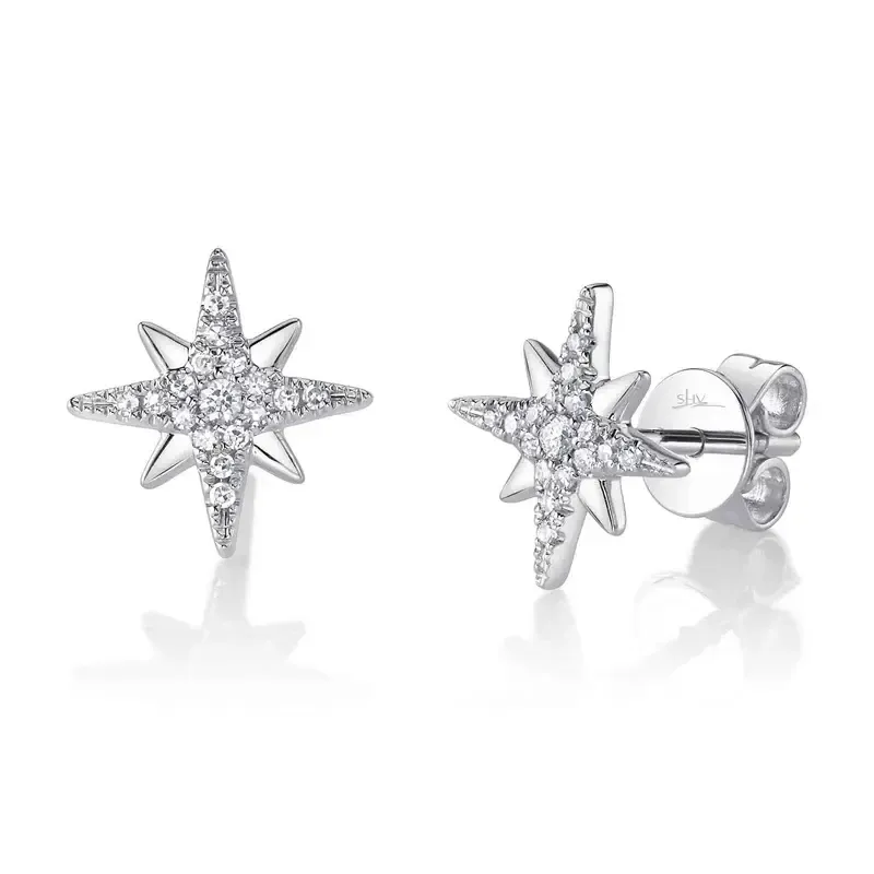 14K W/G North Star Earrings