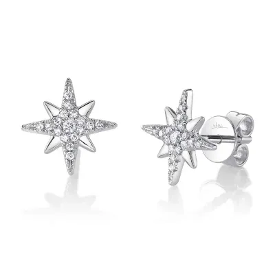 14K W/G North Star Earrings