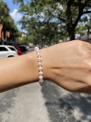 14K W/G Akoya Pearl Strand Bracelet, 8&quot;, P: 7- 7.5