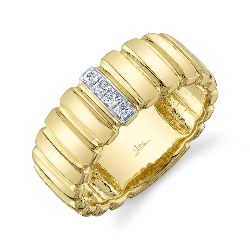 14K Y/G Fluted Diamond Band, D: 0.07ct