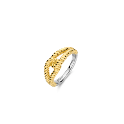 Yellow Plated Intwined Knot Ring