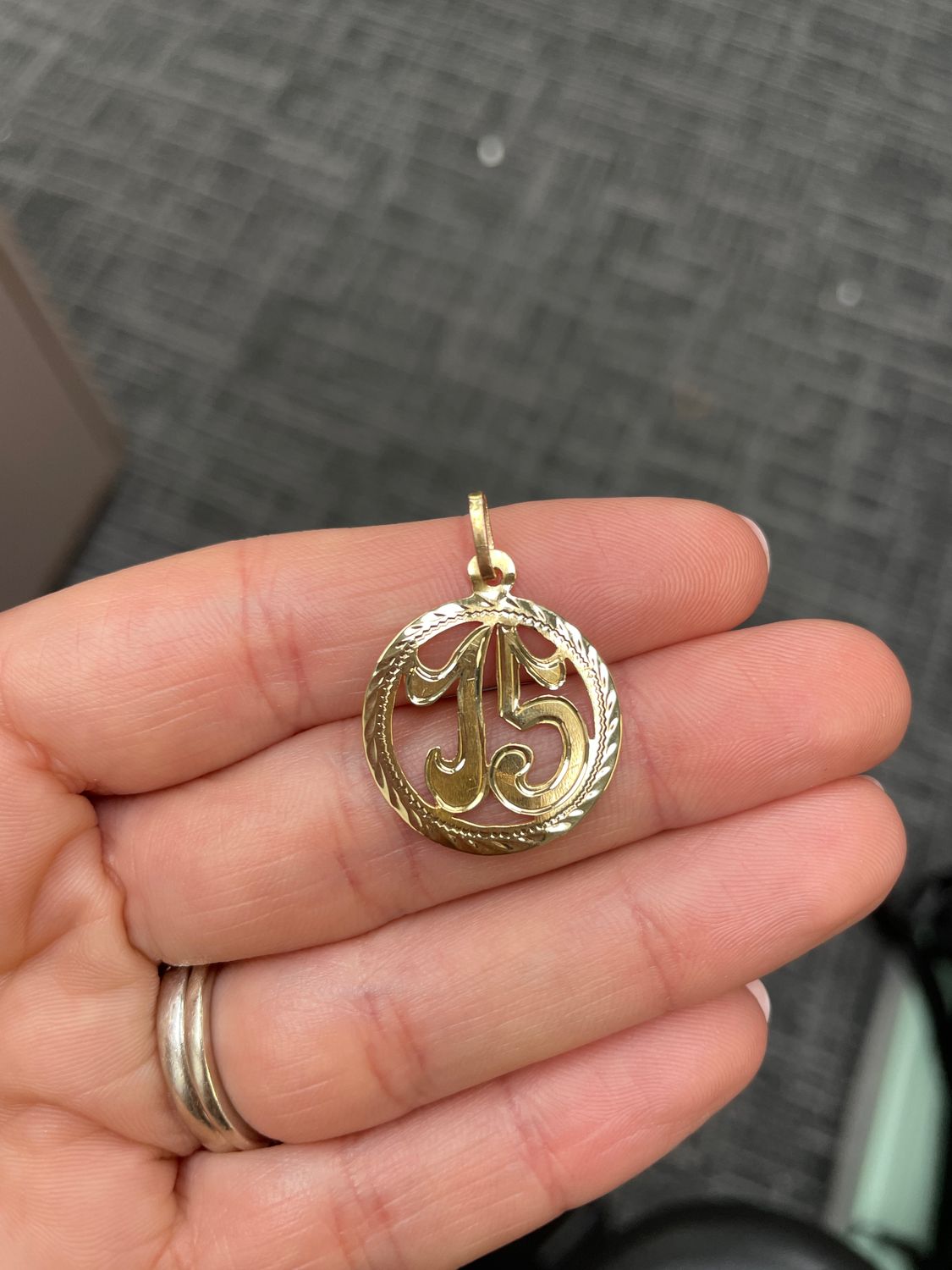 14K Y/G Quinceañera 15s Charm, large