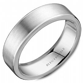 AL- 14K W/G 6.5mm Band- Sandpaper Finish &amp; High Polish Edges