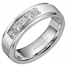 AL- 14K W/G 7.5mm 5 Stone Diamond Band, D: 0.50ct