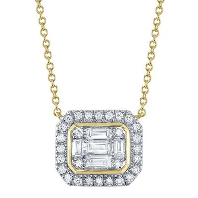14K Y/G Diamond Baguette Necklace, D: 0.41ct