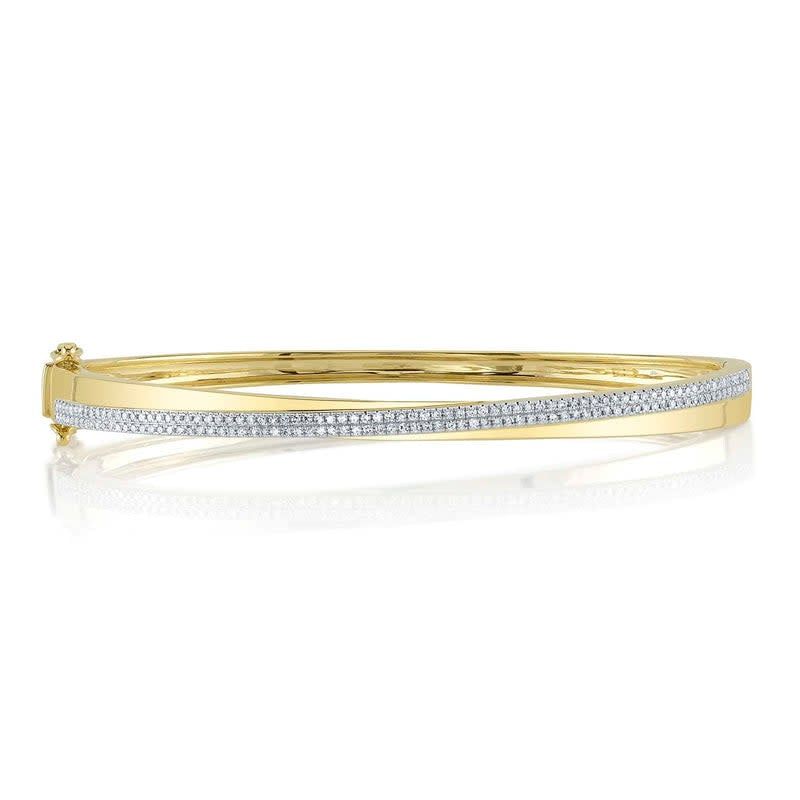 14K Y/G Pave Diamond Bangle Bracelet, D: 0.40ct