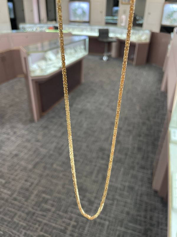 14K Y/G 2.4mm Solid Byzantine Chain, 22&quot;, 16.8dwts