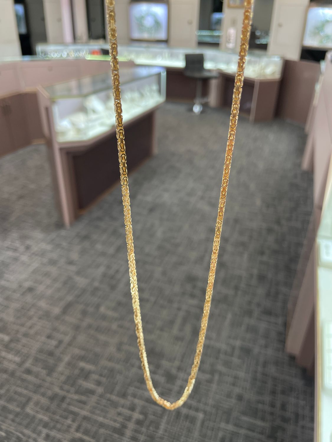 14K Y/G 2.4mm Solid Byzantine Chain, 22&quot;, 16.8dwts