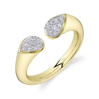 14K Y/G Chunky Cuff Diamond Ring, D: 0.19ct