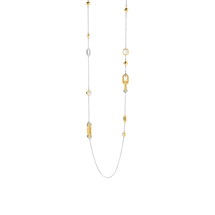Long Yellow-Plated Accented Necklace