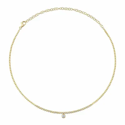 14K Y/G Diamond Bezel Necklace