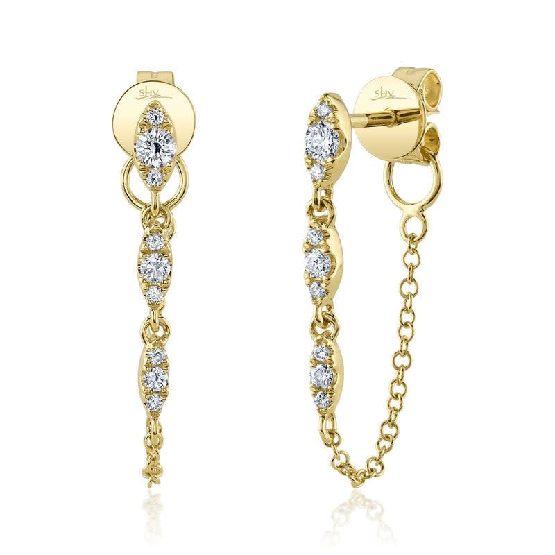 14K Y/G Diamond Chain Earrings, D: 0.20ct