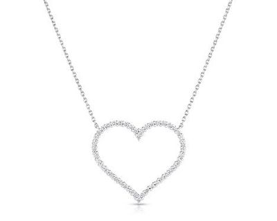 14K W/G Diamond Heart Cutout Necklace, D: 0.75ct