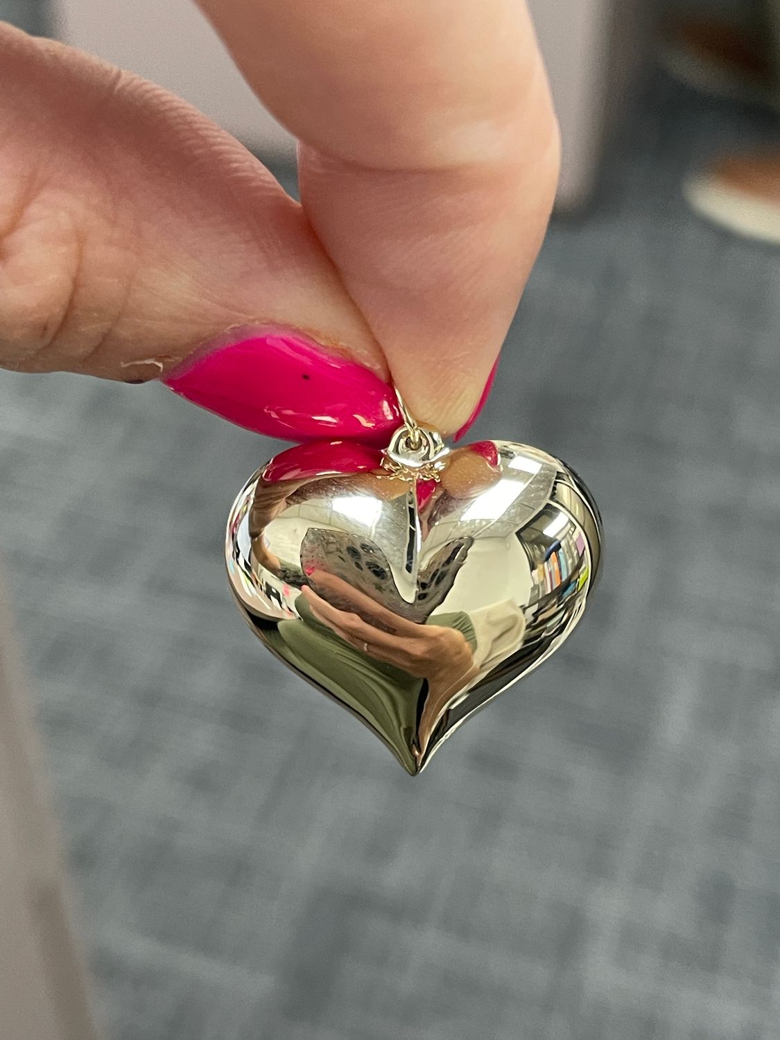 14K Y/G Puff Heart Pendant, 1.1dwts