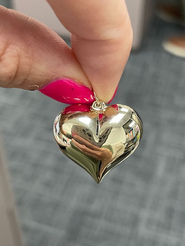 14K Y/G Puff Heart Pendant, 1.1dwts