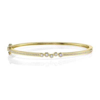 14K Y/G Diamond Bezel Bangle