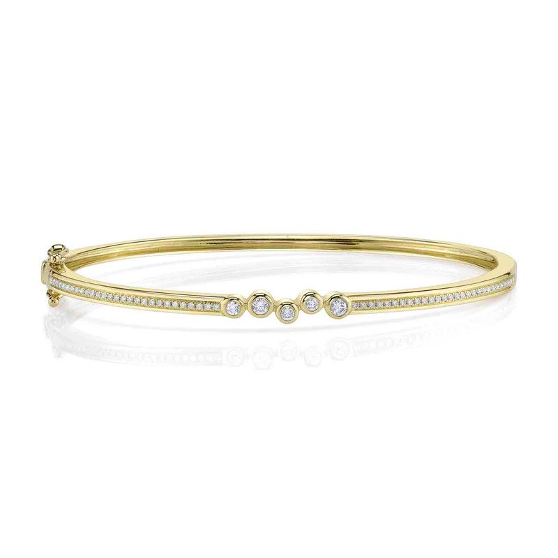 14K Y/G Diamond Bezel Bangle