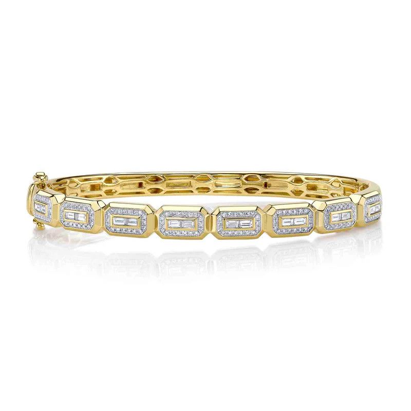 14K Y/G Diamond Baguette Bangle