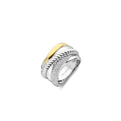 2-tone Chunky Crossover Statement Ring