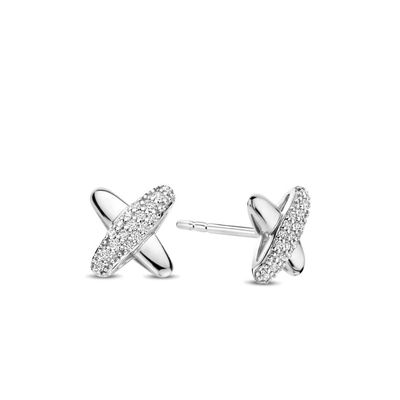 Silver Pave X Earrings