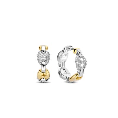 Pave Puffed Gucci Link Style Hoops