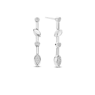 Silver Drop Pave Earrings