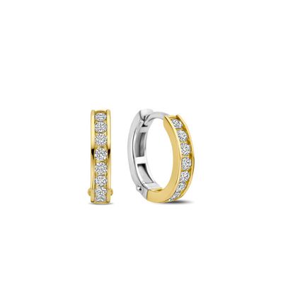 Yellow Plated Channel Set Zirconia Hoop Earrings