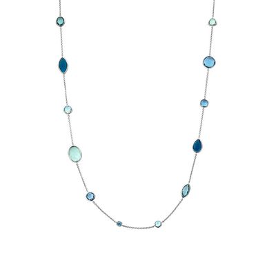 Long Necklace with Blue Stones