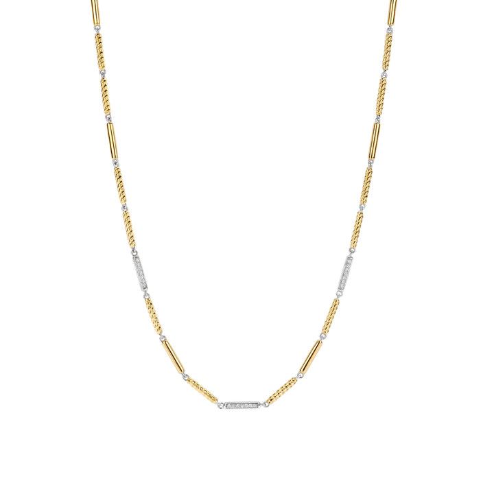 Two-Tone Textured Bar Necklace