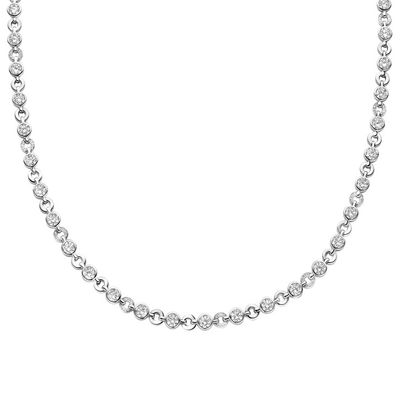 Round Bezel Set and Pave CZ Necklace