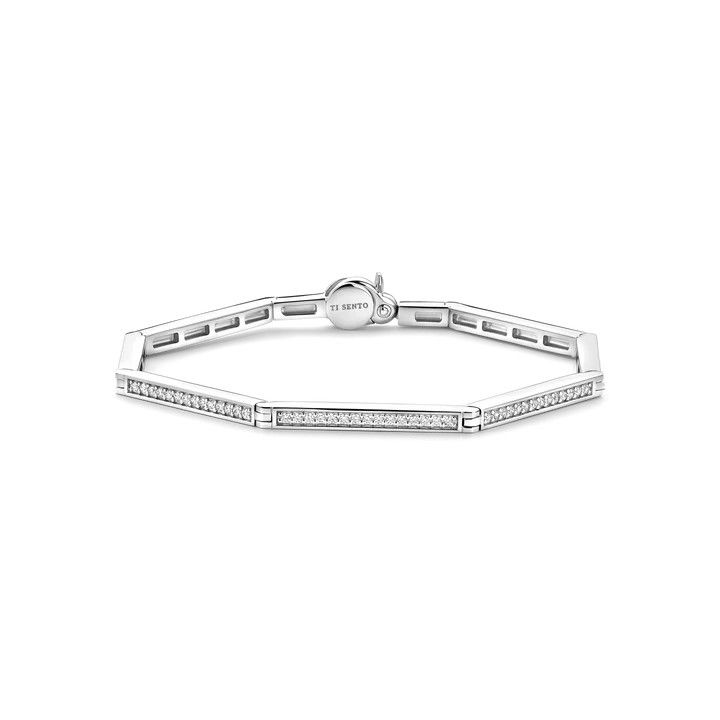 23079ZI- Silver Pave Bar Link Bracelet