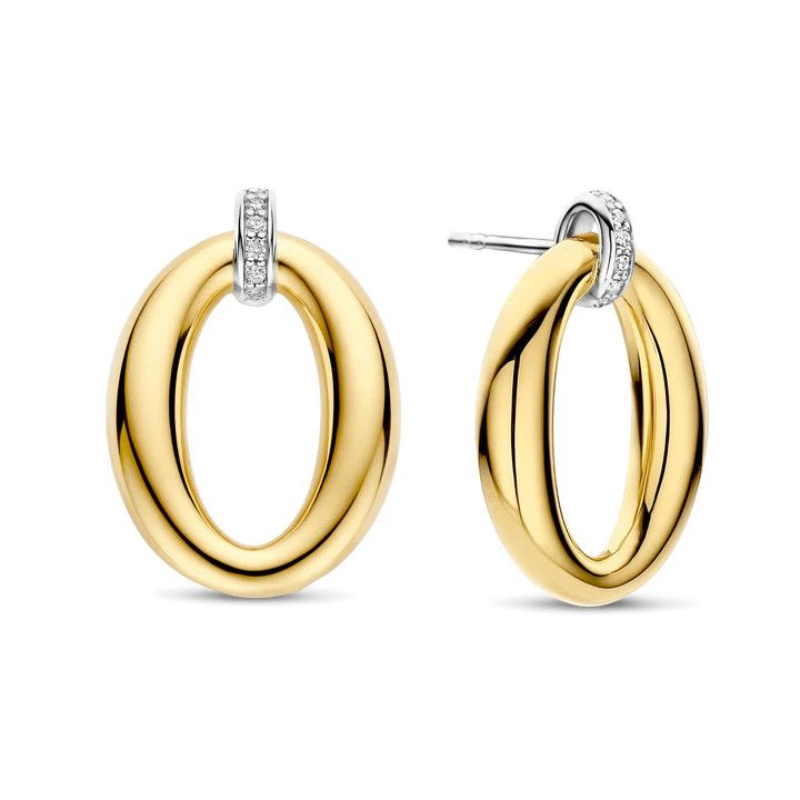 78013ZY- YellowGold Plated Chunky Oval Stud Earring