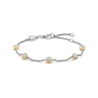 Two Tone Zirconia Station Bracelet