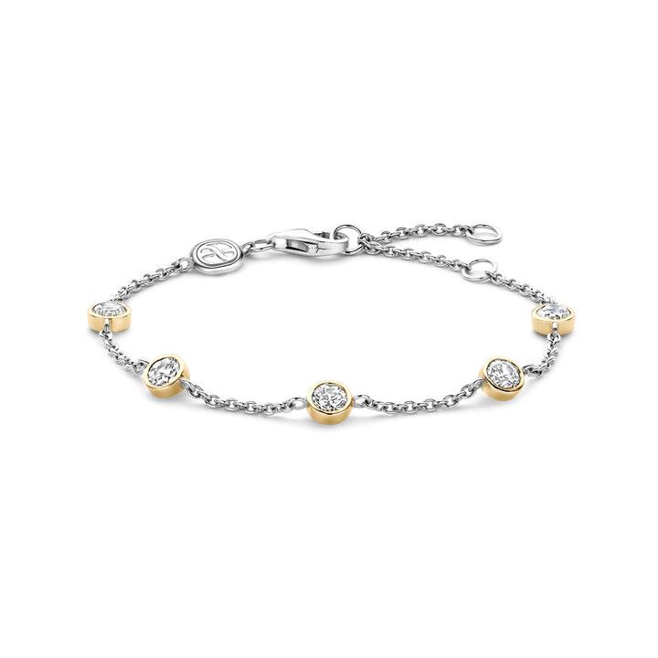 Two Tone Zirconia Station Bracelet