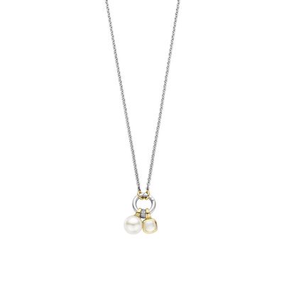 Yellow Gold Plated Pearl Charm Necklace