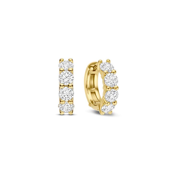 Yellow Gold Plated Zirconia Huggie Earrings