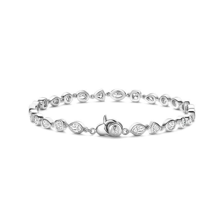Silver Alternating Shaped Zirconia Tennis Bracelet