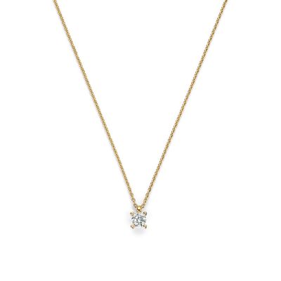 Yellow Gold Plated Dainty Solitaire Zirconia Necklace