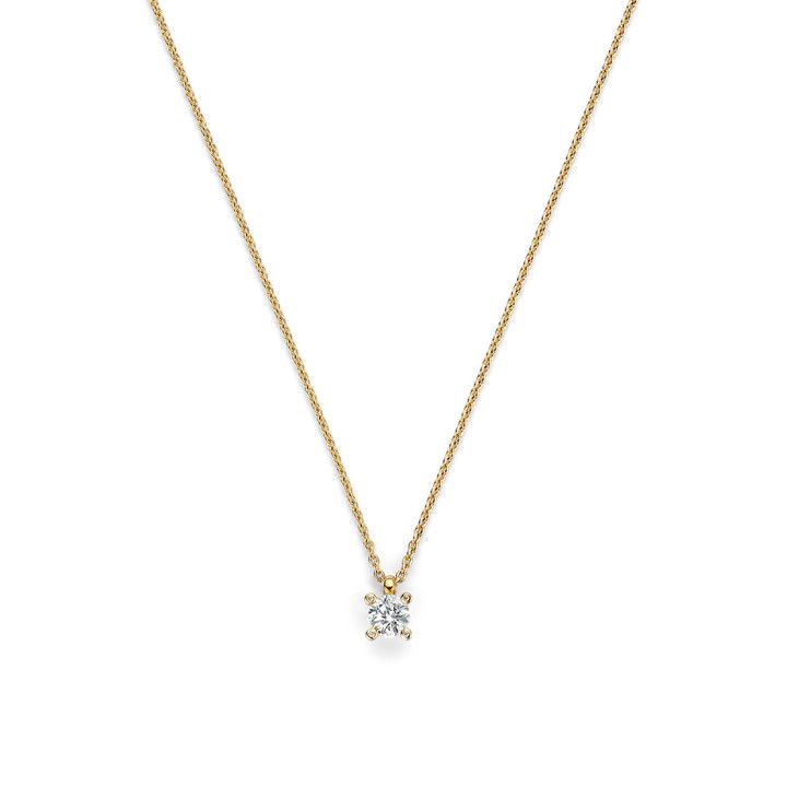 Yellow Gold Plated Dainty Solitaire Zirconia Necklace