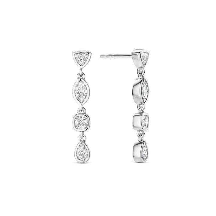 78003ZI - Alternating Zirconia Dangle Earrings