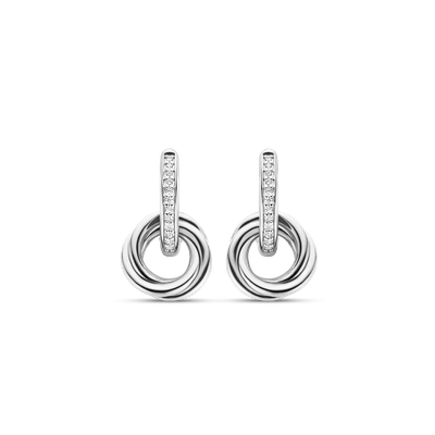 7857ZI- Hoop with Silver Twisted Dangle Earrings 7857ZI- Hoop with Silver Twisted Dangle Earrings