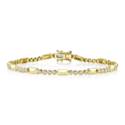 14K Y/G Diamond Bezel Geo Cut Bracelet