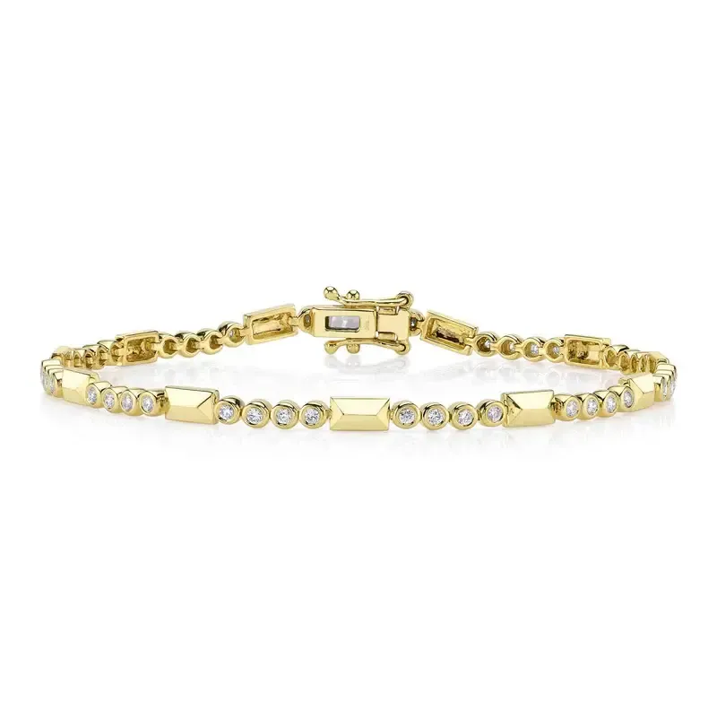 14K Y/G Diamond Bezel Geo Cut Bracelet