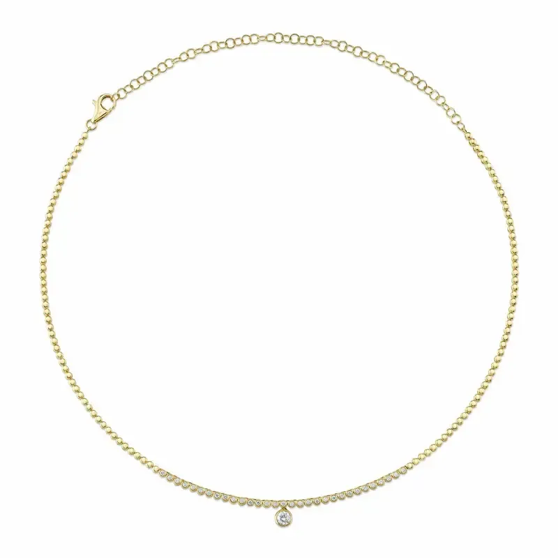 14K Y/G Diamond Bezel Necklace